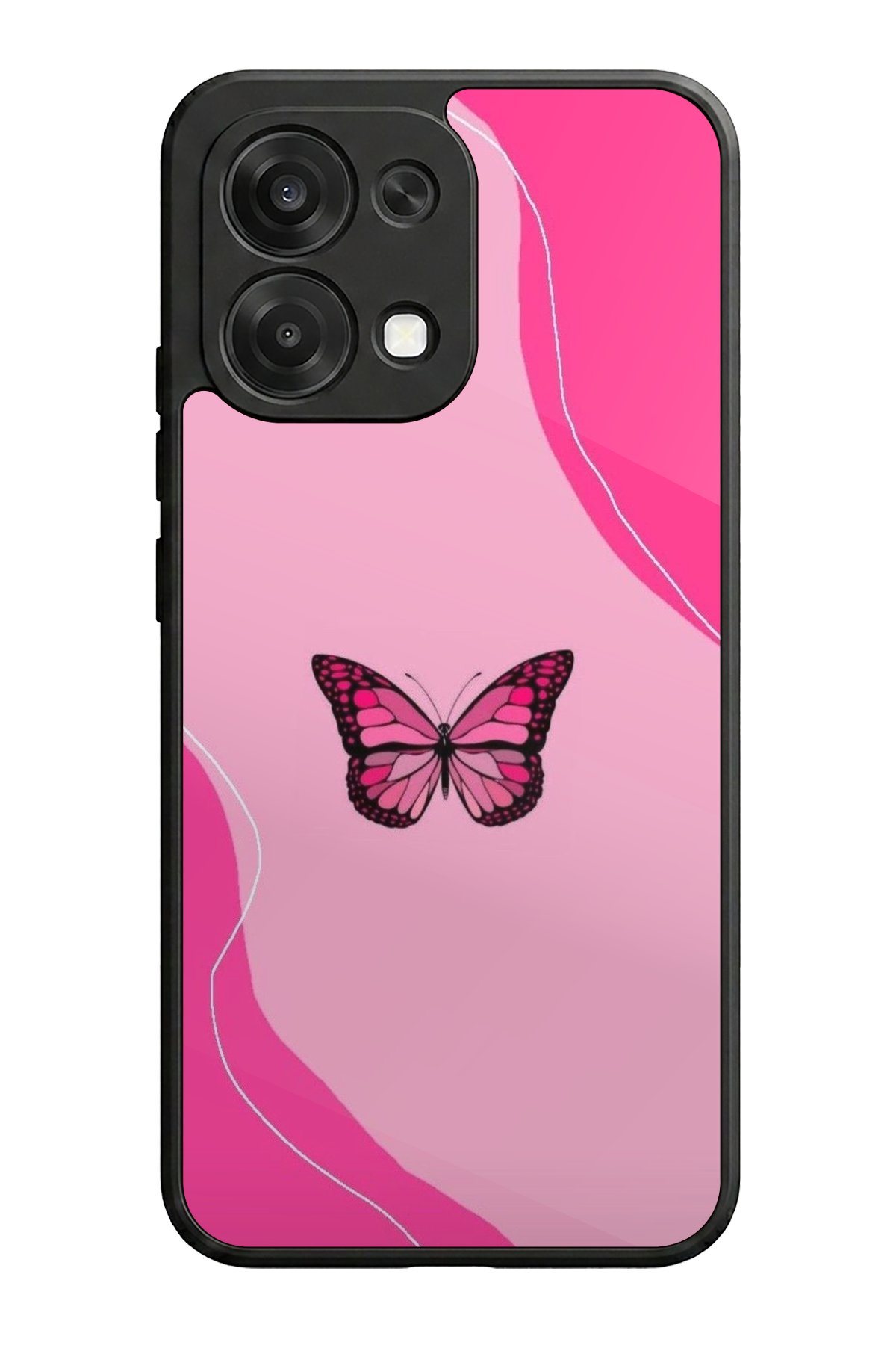 Oppo A6 Pro Uyumlu Kelebek Tasarımlı Glossy Premium Kılıf