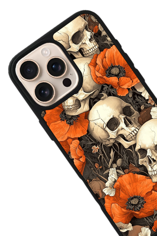 iPhone 14 Pro Uyumlu KuruKafa Tasarımlı Glossy Premium Kılıf