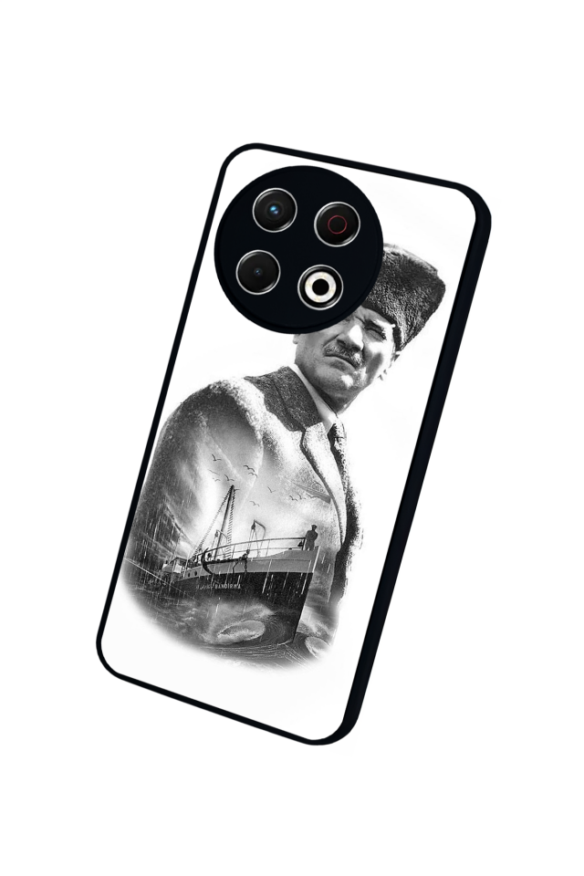 Tecno Spark 30 Pro Uyumlu Mustafa Kemal Ataturk Tasarımlı Glossy Premium Kılıf