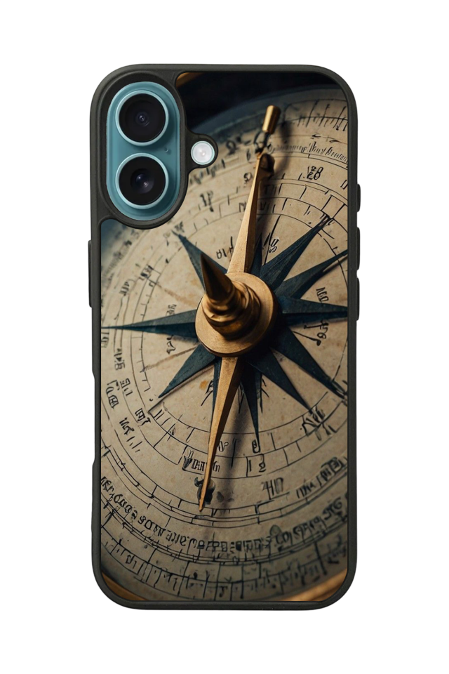 iPhone 16 Plus Uyumlu Pusula Tasarımlı Glossy Premium Kılıf