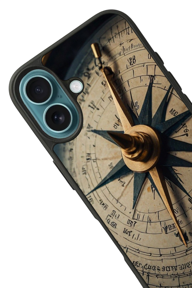 iPhone 16 Plus Uyumlu Pusula Tasarımlı Glossy Premium Kılıf