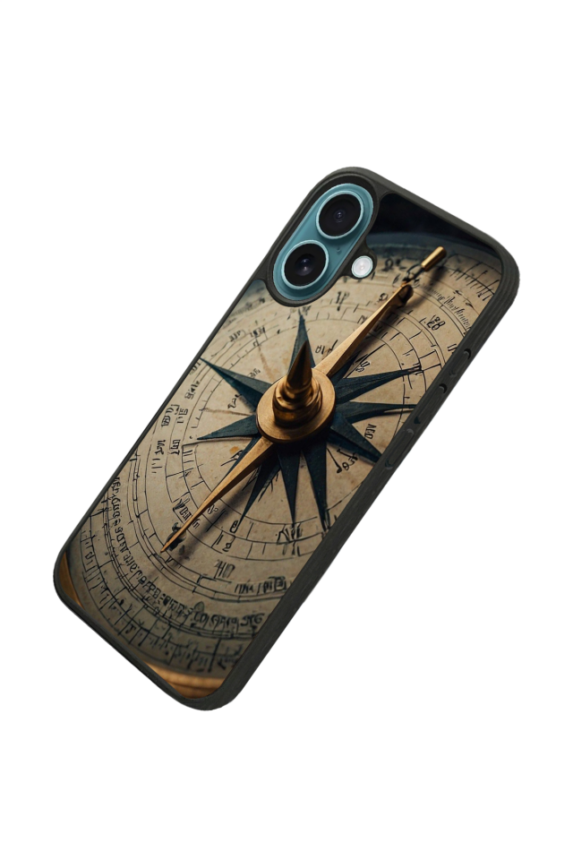 iPhone 16 Plus Uyumlu Pusula Tasarımlı Glossy Premium Kılıf