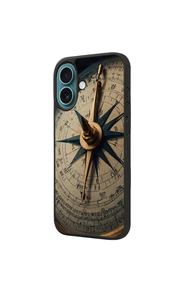 iPhone 16 Plus Uyumlu Pusula Tasarımlı Glossy Premium Kılıf