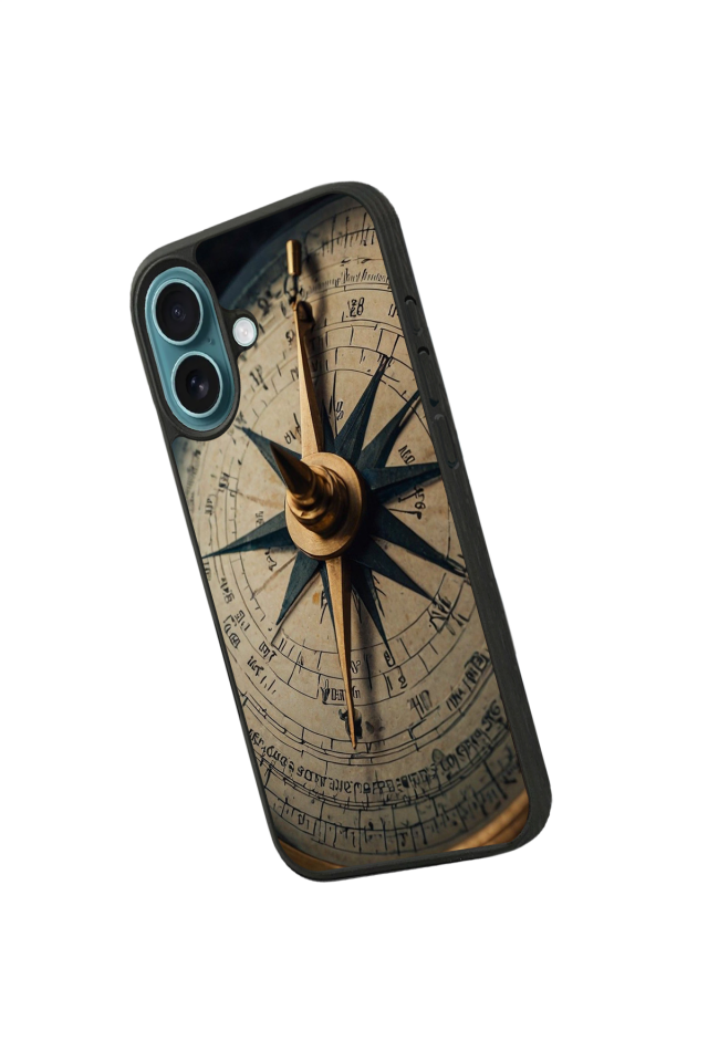 iPhone 16 Plus Uyumlu Pusula Tasarımlı Glossy Premium Kılıf