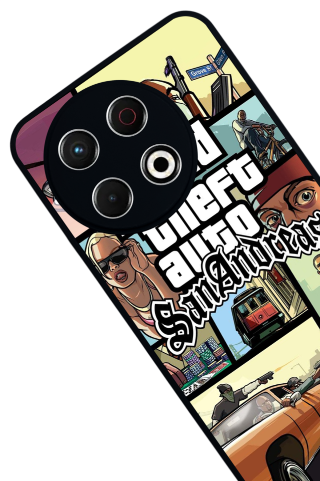 Tecno Spark 30 Pro Uyumlu GTA Tasarımlı Glossy Premium Kılıf