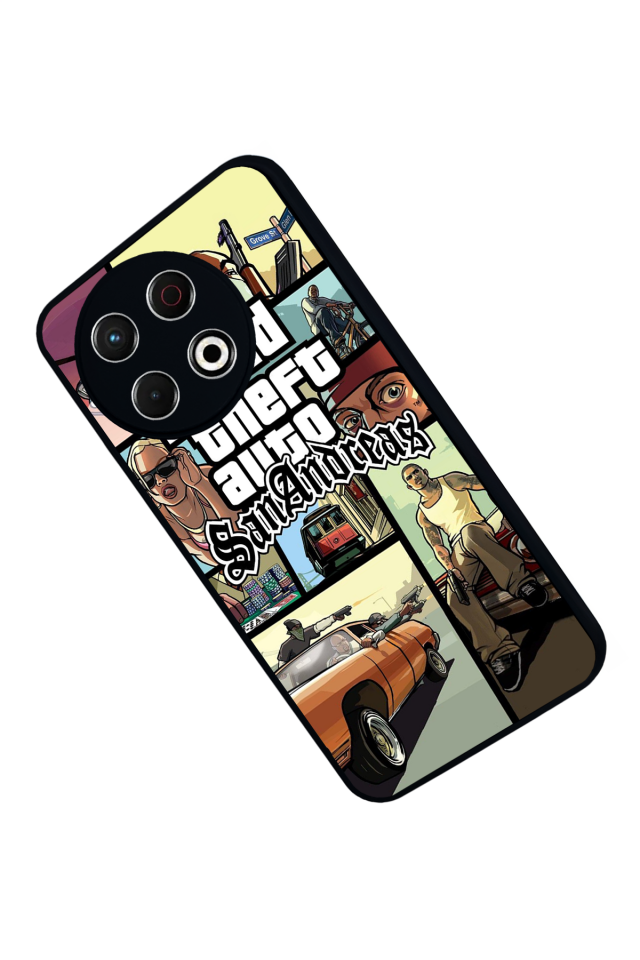 Tecno Spark 30 Pro Uyumlu GTA Tasarımlı Glossy Premium Kılıf