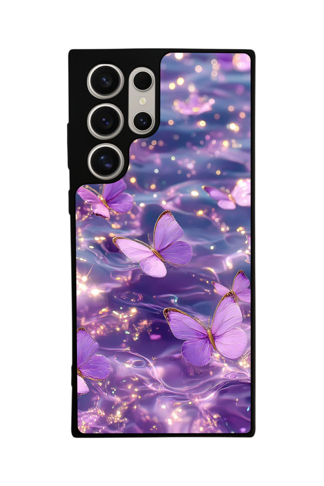 Samsung Galaxy S23 Ultra Uyumlu Kelebek Tasarımlı Glossy Premium Kılıf