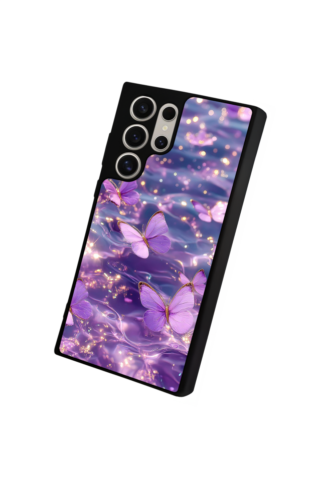 Samsung Galaxy S23 Ultra Uyumlu Kelebek Tasarımlı Glossy Premium Kılıf