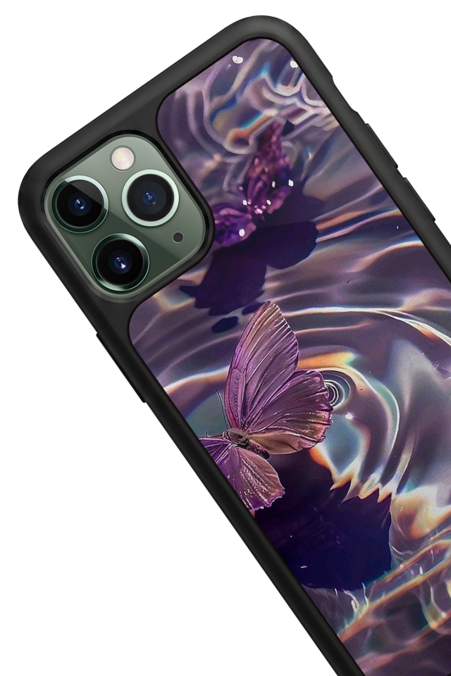 iPhone 11 Pro Uyumlu Kelebek Tasarımlı Glossy Premium Kılıf