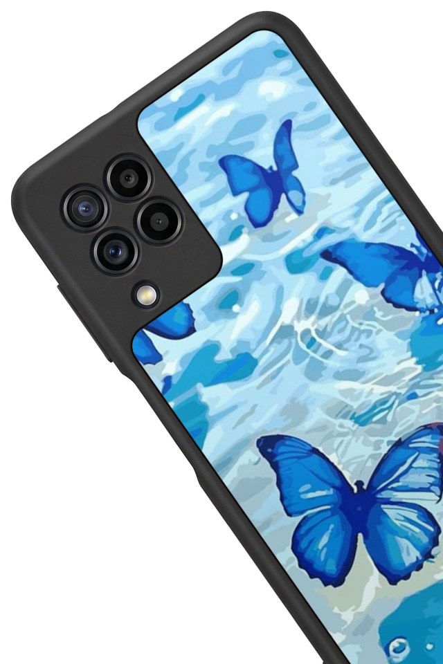 Samsung Galaxy M22 Uyumlu Kelebek Tasarımlı Glossy Premium Kılıf