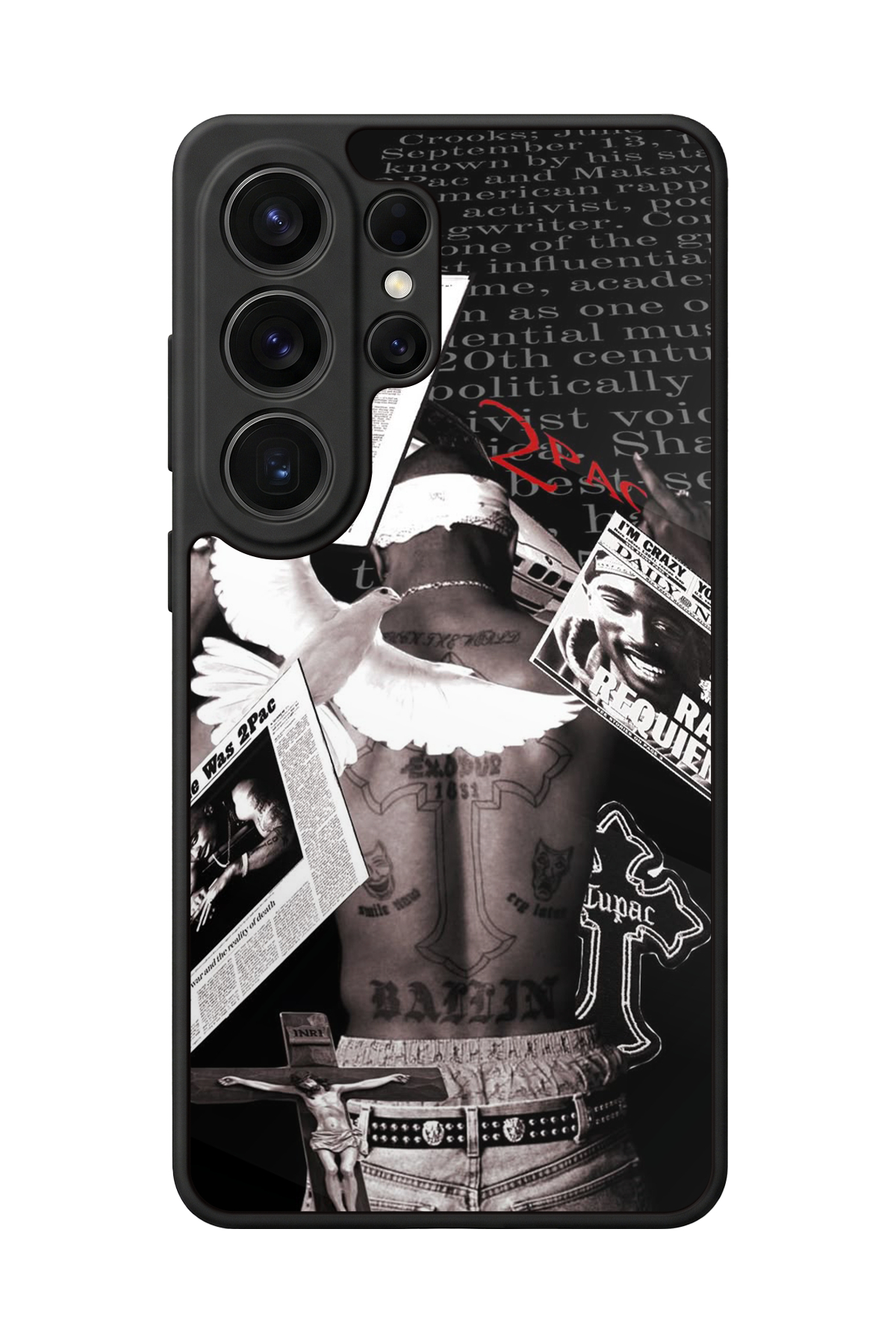 Samsung Galaxy S26 Ultra Uyumlu Tupac Tasarımlı Glossy Premium Kılıf