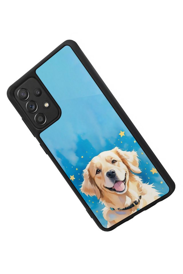 Samsung Galaxy A72 Uyumlu Golden Kopek Tasarımlı Glossy Premium Kılıf
