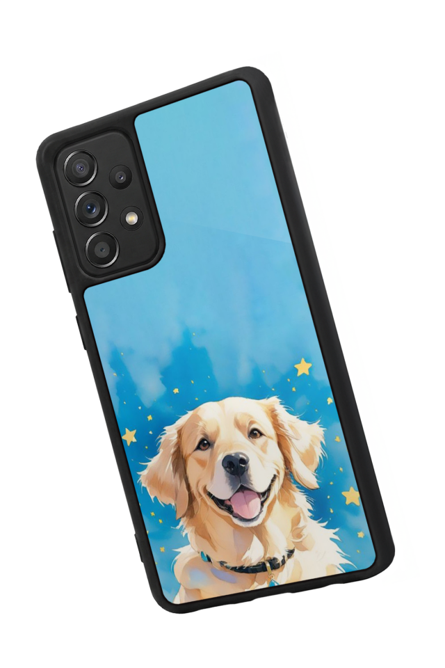 Samsung Galaxy A72 Uyumlu Golden Kopek Tasarımlı Glossy Premium Kılıf