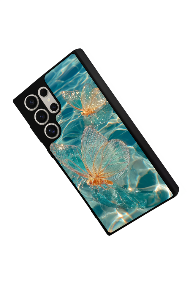 Samsung Galaxy S23 Ultra Uyumlu Kelebek Tasarımlı Glossy Premium Kılıf