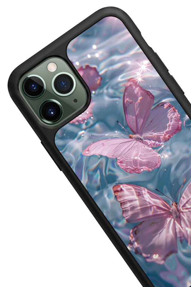 iPhone 11 Pro Uyumlu Kelebek Tasarımlı Glossy Premium Kılıf