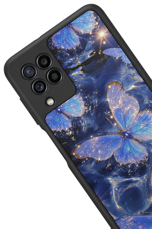 Samsung Galaxy M22 Uyumlu Kelebek Tasarımlı Glossy Premium Kılıf