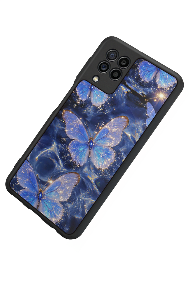 Samsung Galaxy M22 Uyumlu Kelebek Tasarımlı Glossy Premium Kılıf