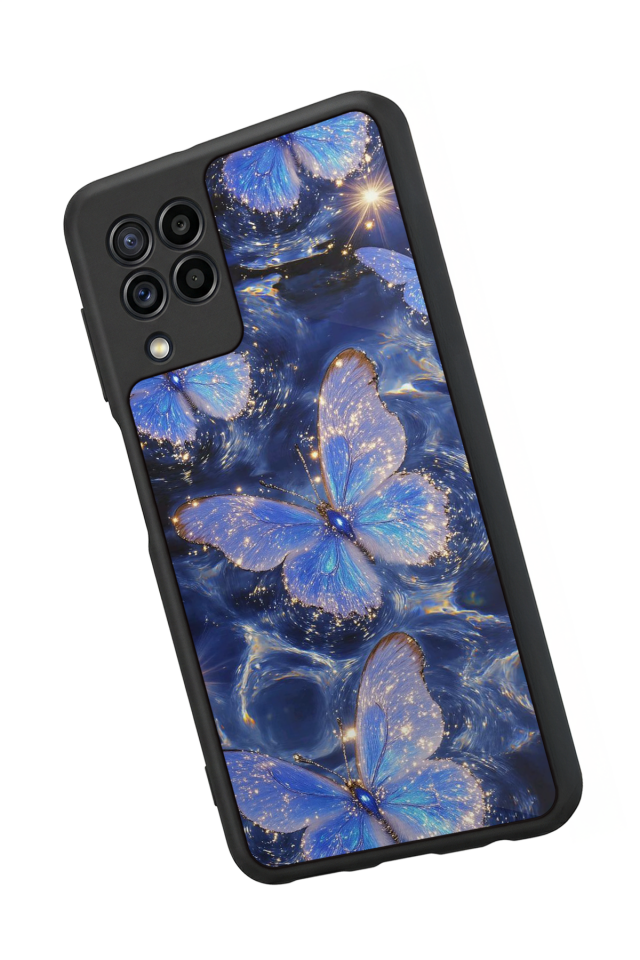 Samsung Galaxy M22 Uyumlu Kelebek Tasarımlı Glossy Premium Kılıf
