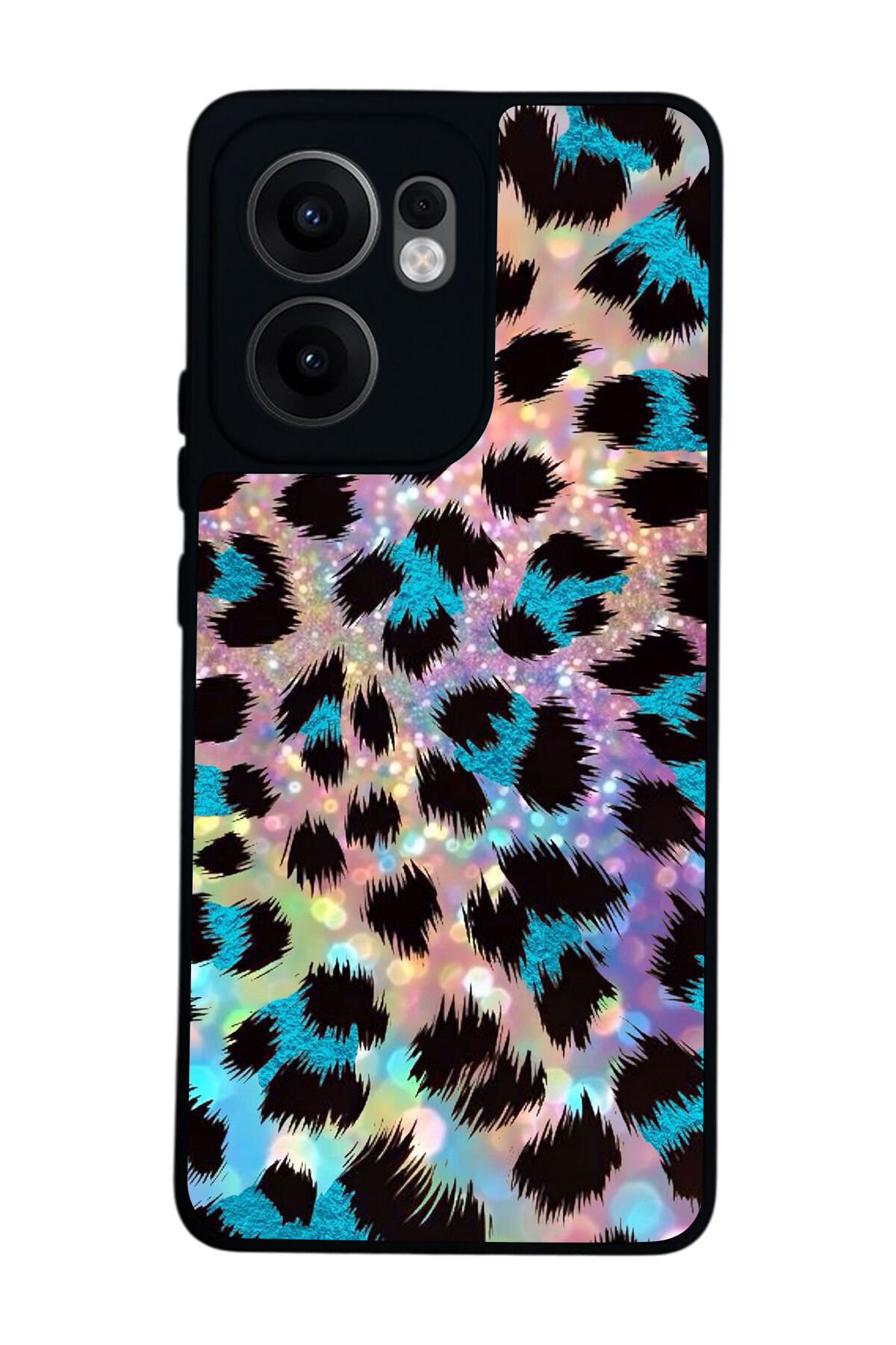 Oppo Reno 13F Uyumlu Hologram Leopar Tasarımlı Glossy Premium Kılıf