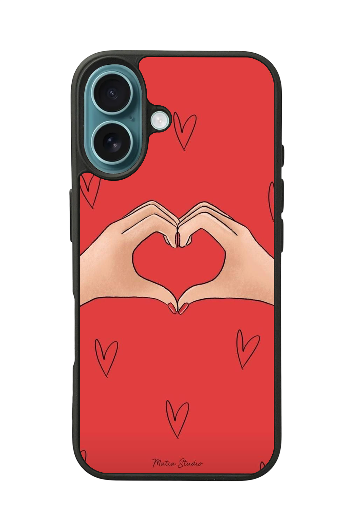 iPhone 16 Uyumlu Kalp Love Tasarımlı Glossy Premium Kılıf