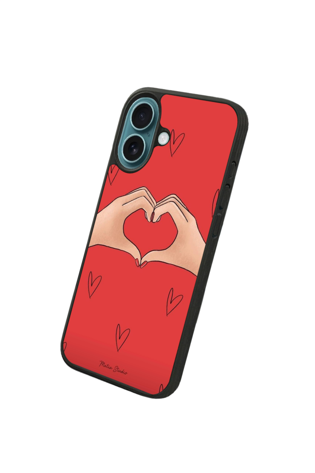 iPhone 16 Uyumlu Kalp Love Tasarımlı Glossy Premium Kılıf