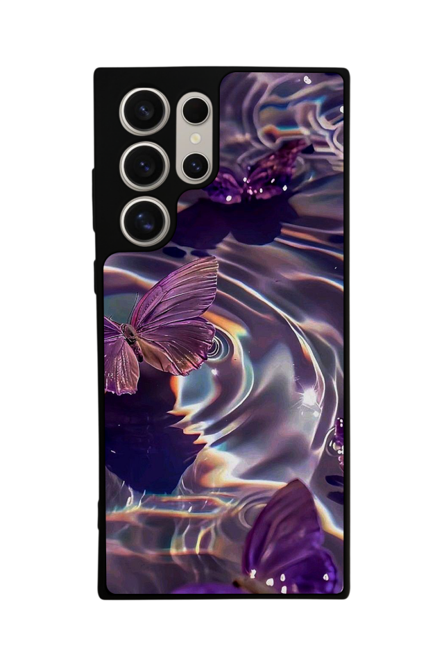 Samsung Galaxy S23 Ultra Uyumlu Kelebek Tasarımlı Glossy Premium Kılıf