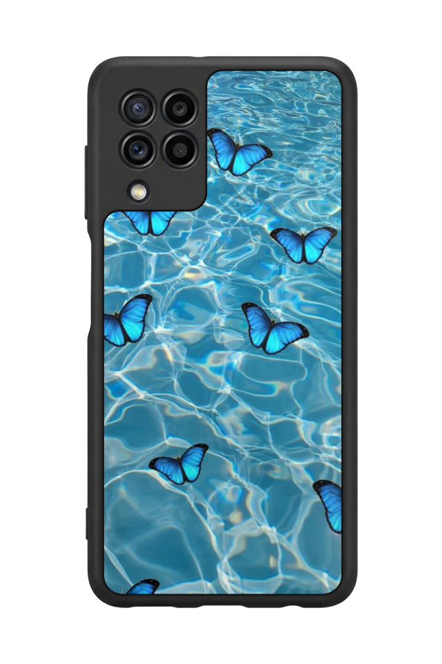 Samsung Galaxy M22 Uyumlu Kelebek Tasarımlı Glossy Premium Kılıf