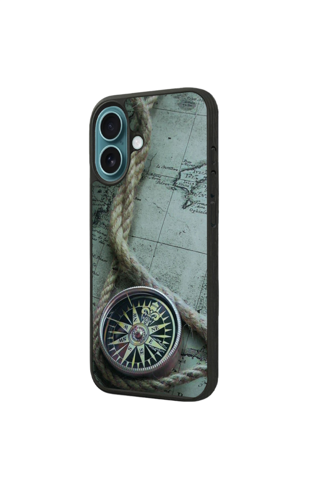 iPhone 16 Plus Uyumlu Pusula Tasarımlı Glossy Premium Kılıf