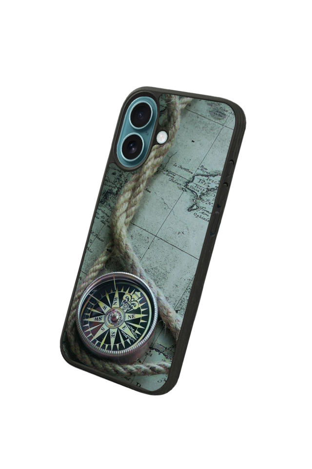 iPhone 16 Plus Uyumlu Pusula Tasarımlı Glossy Premium Kılıf