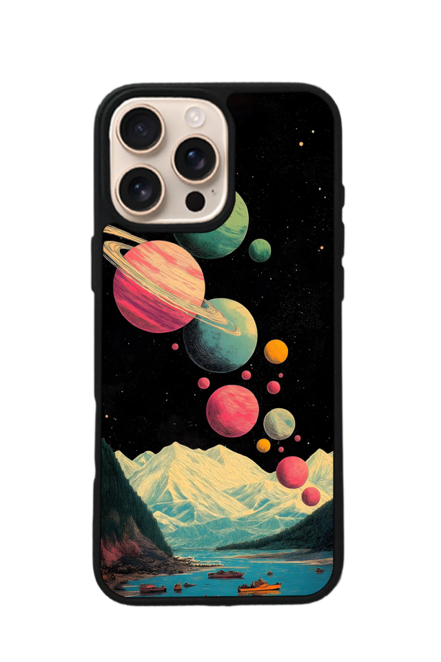 iPhone 16 Pro Uyumlu Uzay Tasarımlı Glossy Premium Kılıf