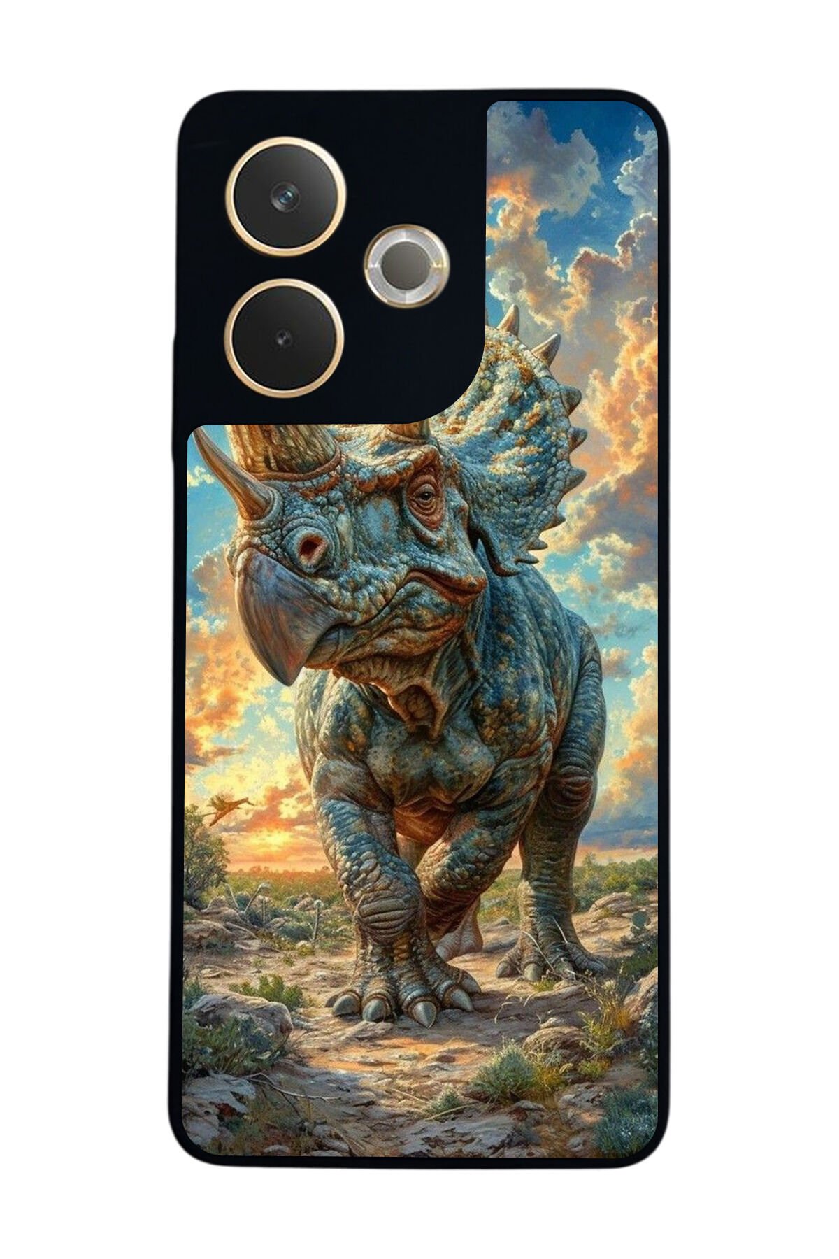 Oppo A5 Pro Uyumlu Dinazor Tasarımlı Glossy Premium Kılıf
