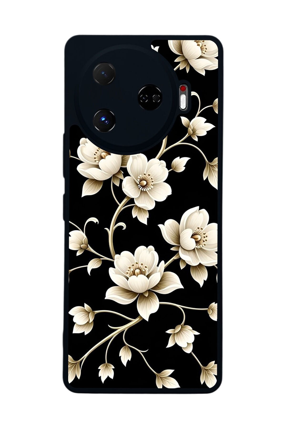 Tecno Camon 30 Pro Uyumlu Yaldizli Cicek Tasarımlı Glossy Premium Kılıf