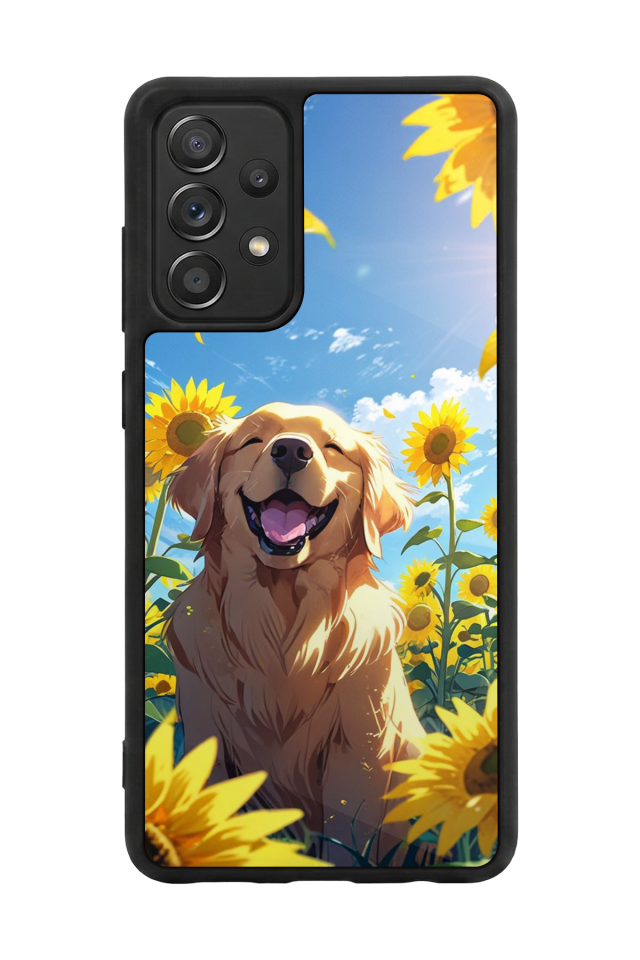 Samsung Galaxy A72 Uyumlu Golden Kopek Tasarımlı Glossy Premium Kılıf