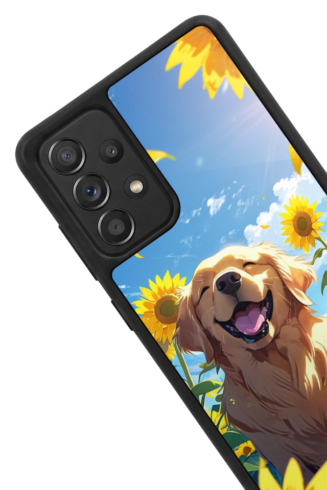 Samsung Galaxy A72 Uyumlu Golden Kopek Tasarımlı Glossy Premium Kılıf