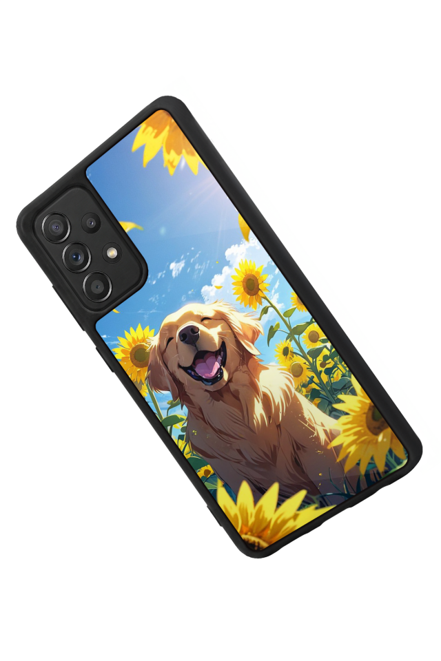 Samsung Galaxy A72 Uyumlu Golden Kopek Tasarımlı Glossy Premium Kılıf