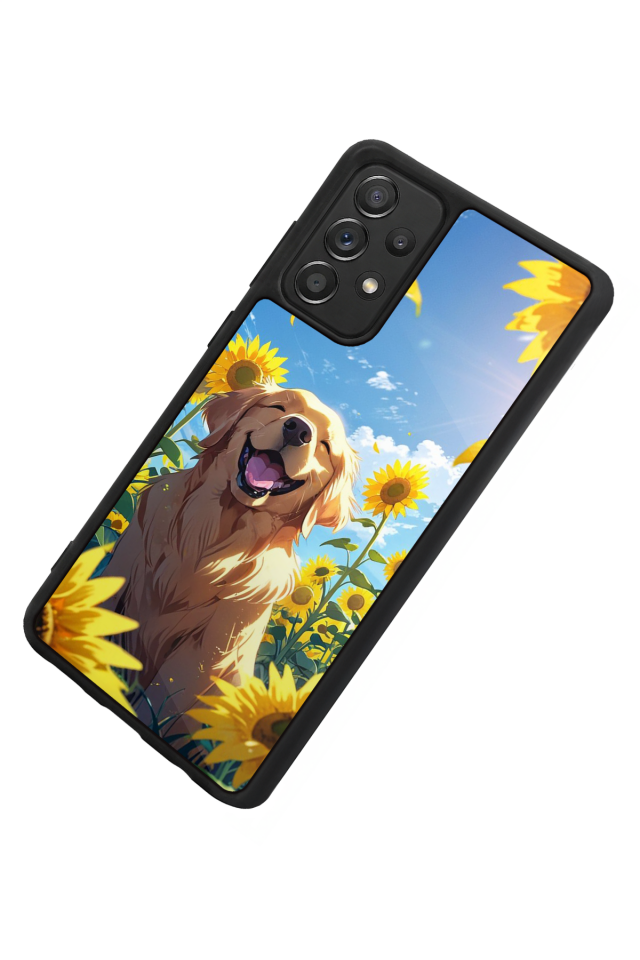Samsung Galaxy A72 Uyumlu Golden Kopek Tasarımlı Glossy Premium Kılıf