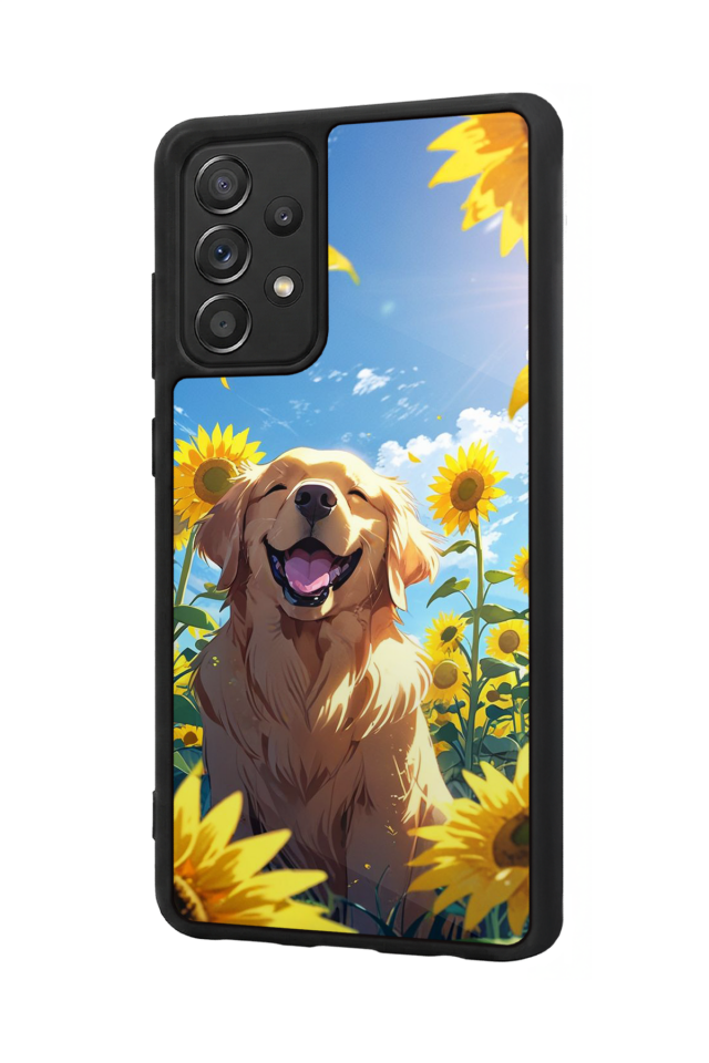 Samsung Galaxy A72 Uyumlu Golden Kopek Tasarımlı Glossy Premium Kılıf