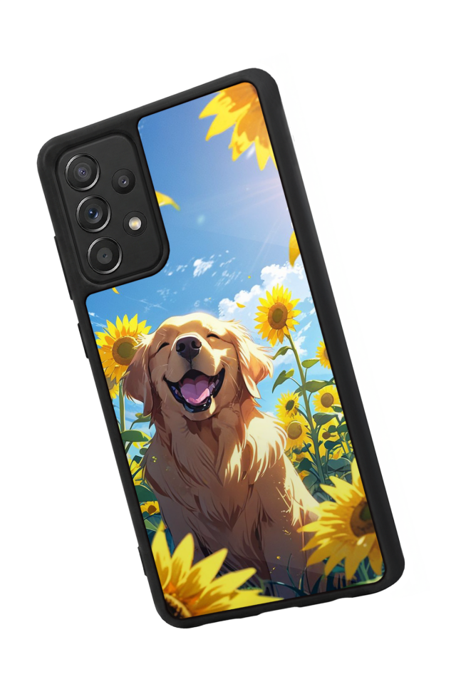 Samsung Galaxy A72 Uyumlu Golden Kopek Tasarımlı Glossy Premium Kılıf