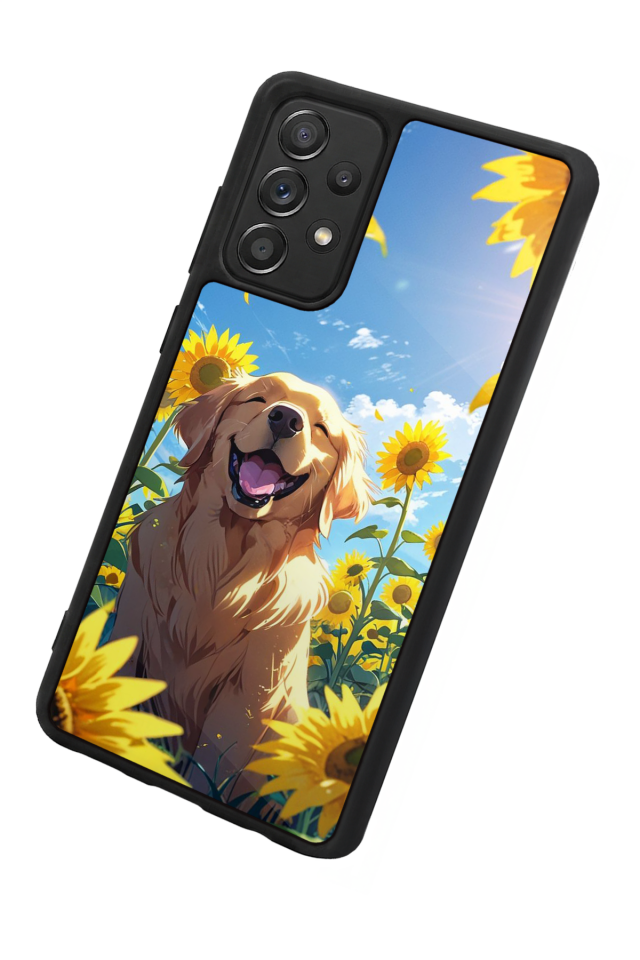 Samsung Galaxy A72 Uyumlu Golden Kopek Tasarımlı Glossy Premium Kılıf