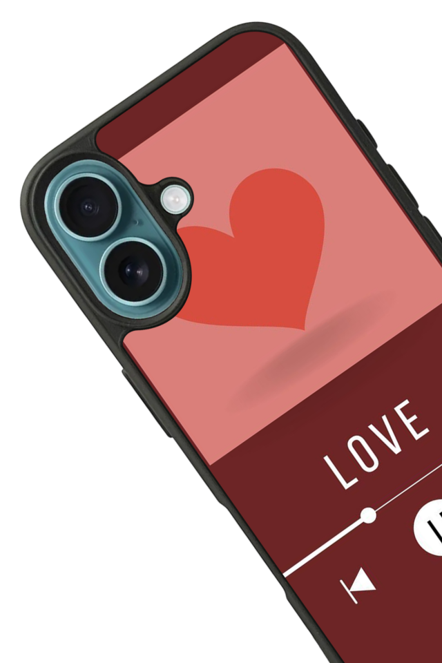 iPhone 16 Uyumlu Kalp Love Tasarımlı Glossy Premium Kılıf