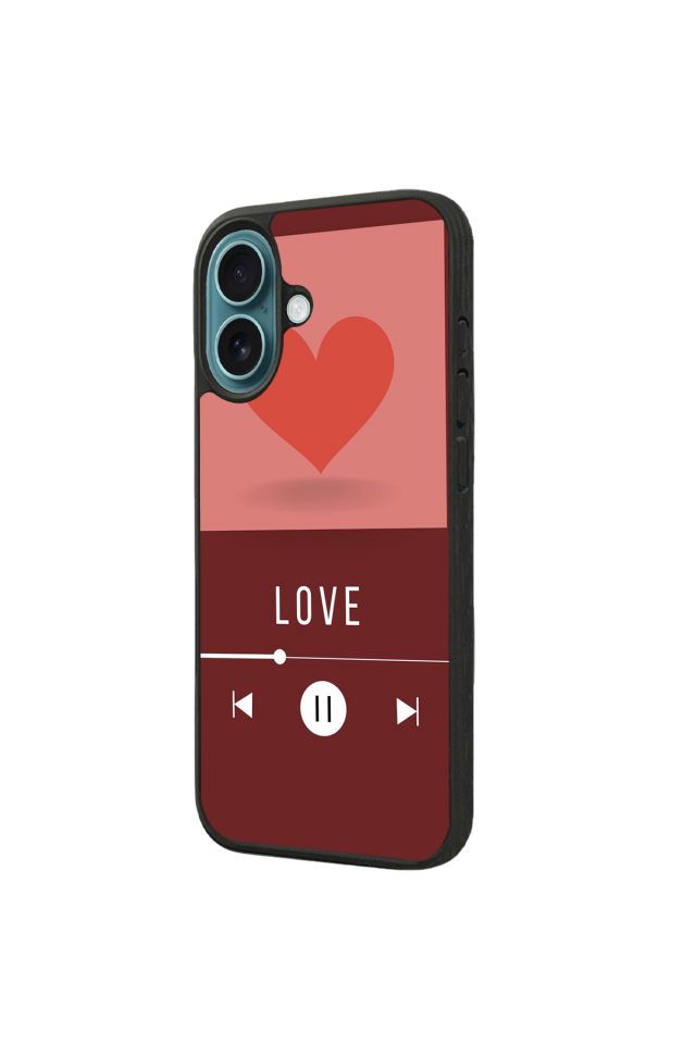 iPhone 16 Uyumlu Kalp Love Tasarımlı Glossy Premium Kılıf
