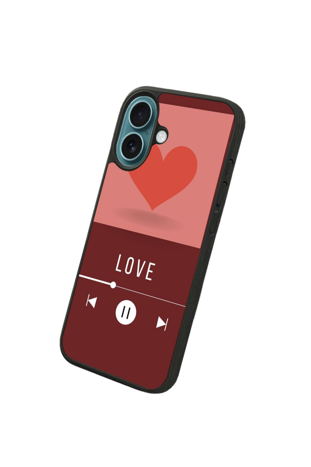 iPhone 16 Uyumlu Kalp Love Tasarımlı Glossy Premium Kılıf