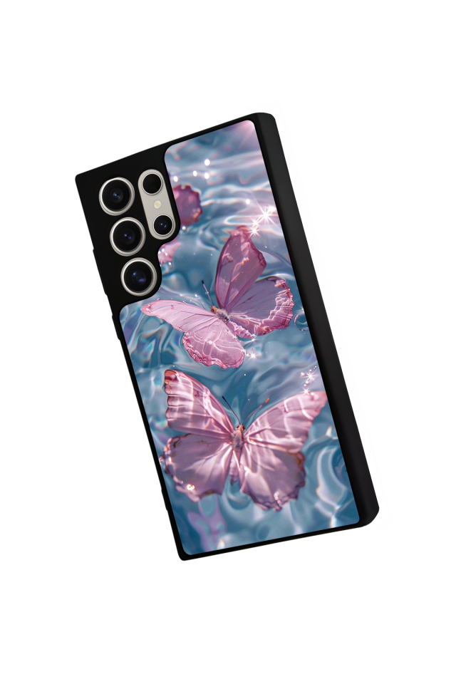 Samsung Galaxy S23 Ultra Uyumlu Kelebek Tasarımlı Glossy Premium Kılıf
