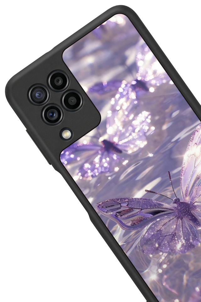 Samsung Galaxy M22 Uyumlu Kelebek Tasarımlı Glossy Premium Kılıf