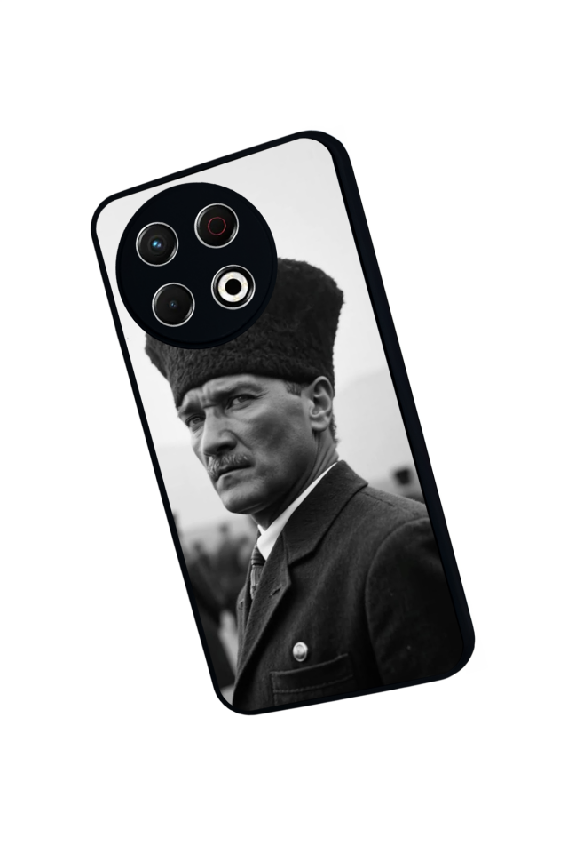 Tecno Spark 30 Pro Uyumlu Mustafa Kemal Ataturk Tasarımlı Glossy Premium Kılıf