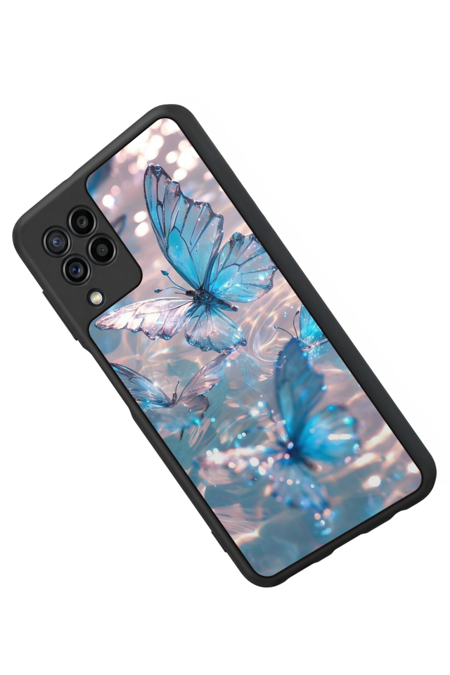 Samsung Galaxy M22 Uyumlu Kelebek Tasarımlı Glossy Premium Kılıf