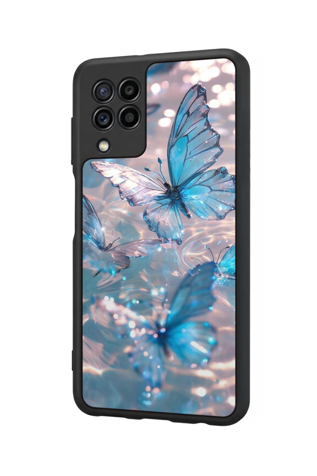 Samsung Galaxy M22 Uyumlu Kelebek Tasarımlı Glossy Premium Kılıf