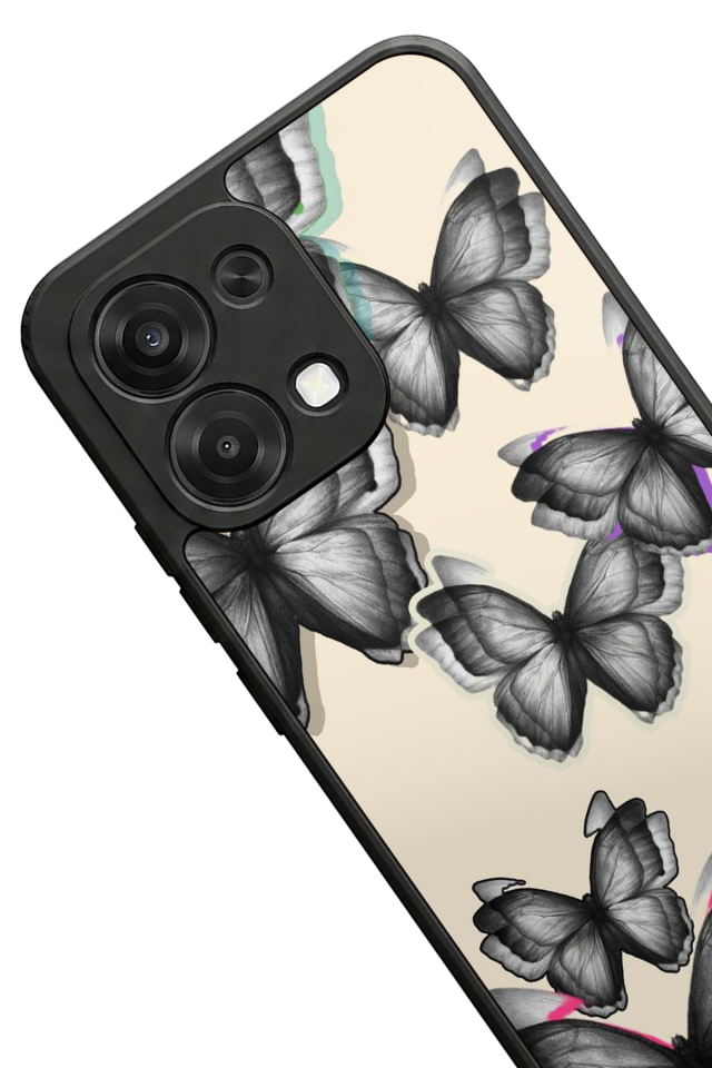 Oppo A6 Pro Uyumlu Kelebek Tasarımlı Glossy Premium Kılıf