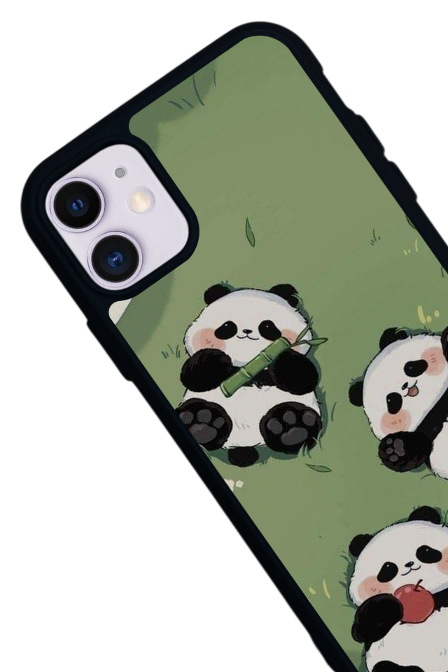 iPhone 11 Uyumlu Panda Tasarımlı Glossy Premium Kılıf