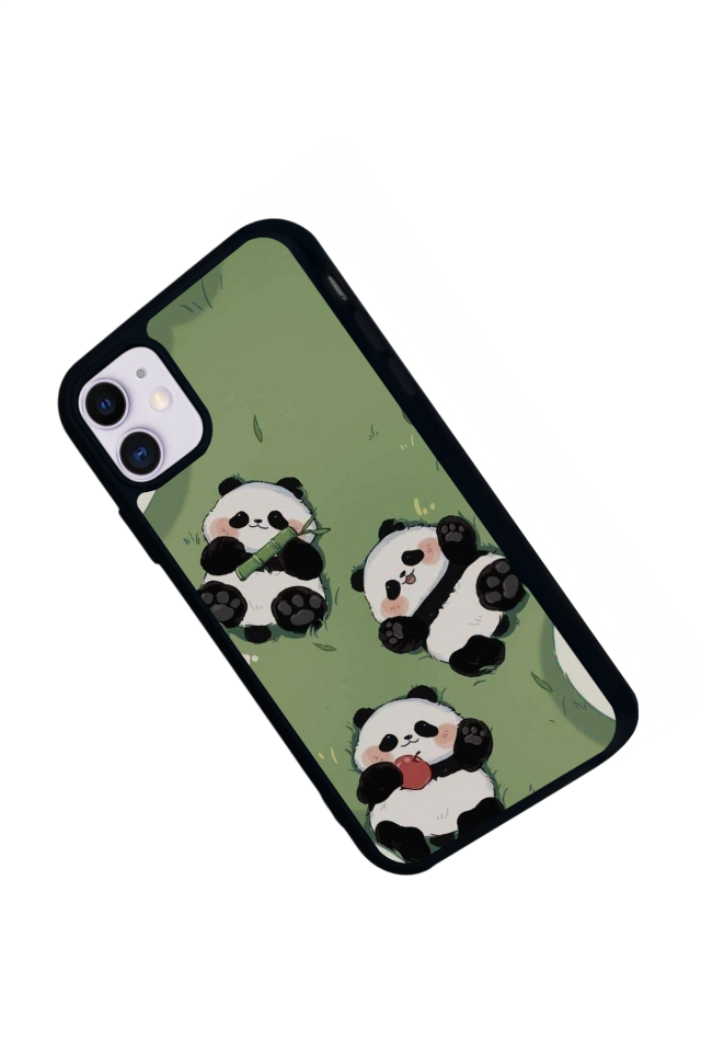 iPhone 11 Uyumlu Panda Tasarımlı Glossy Premium Kılıf